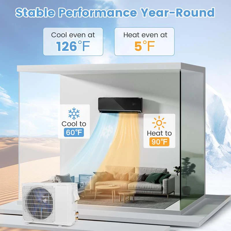 18,000 BTU 21 SEER2 208-230V WiFi Mini-Split Air Conditioner Heat Pump System