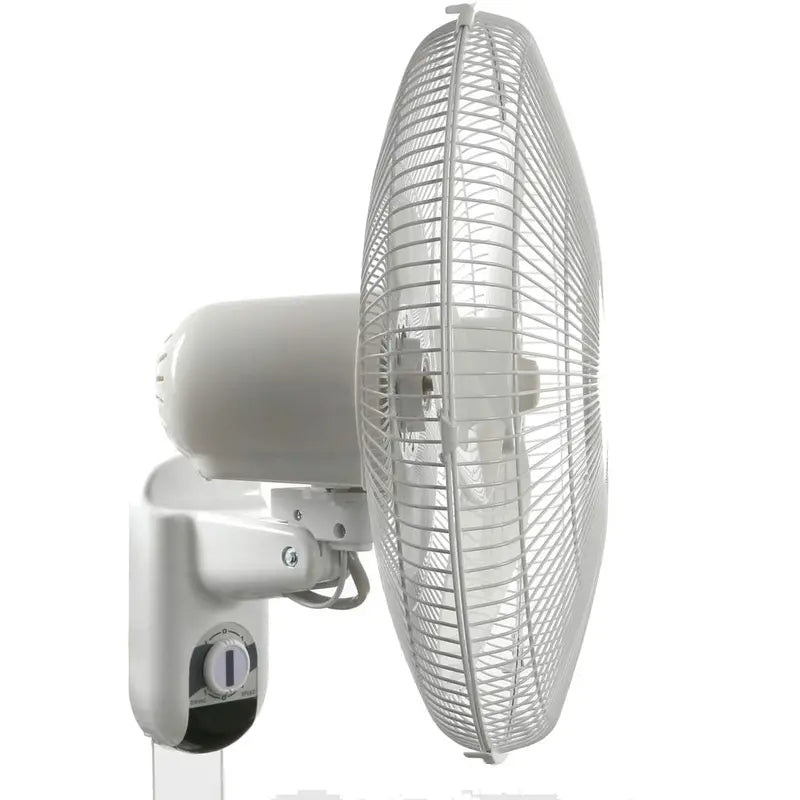 Classic 16-Inch Wall Mounted Oscillating Fan, 3-Speed, White, Metal