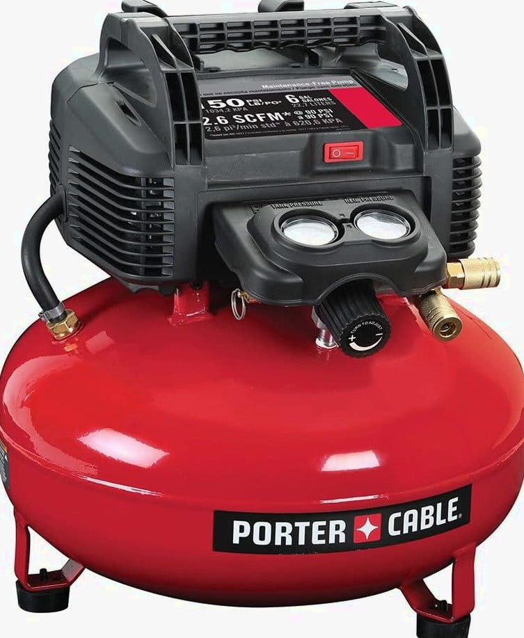 6 Gallon Oil-Free Pancake Air Compressor, 150 PSI, 2.6 SCFM at 90 PSI