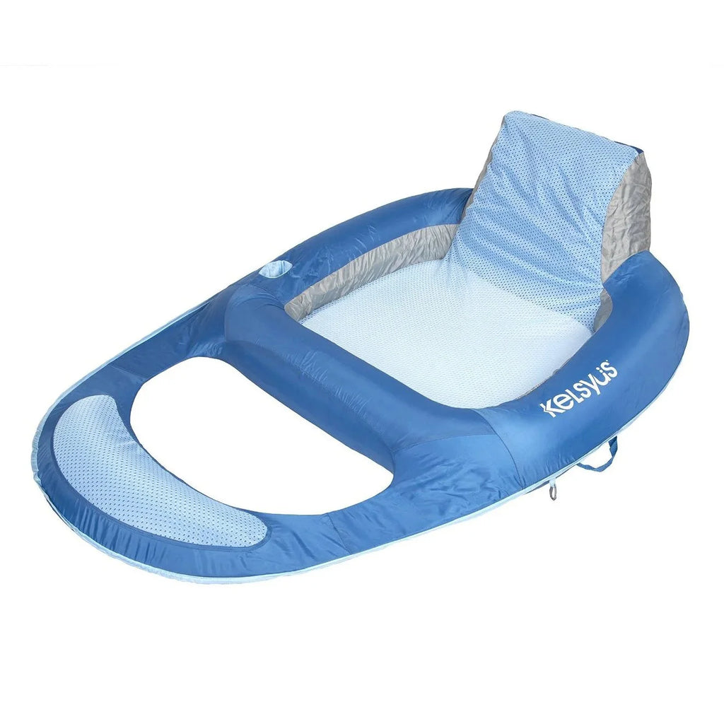 Kelsyus Floating Pool Lounger Inflatable Chair With Cup Holder Blue 2 Pack - 80014