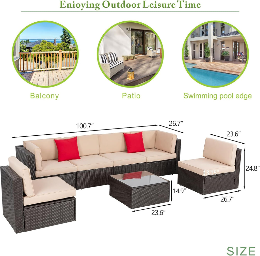 5-Piece All-Weather Wicker Patio Conversation Set With Ottoman And Cushions