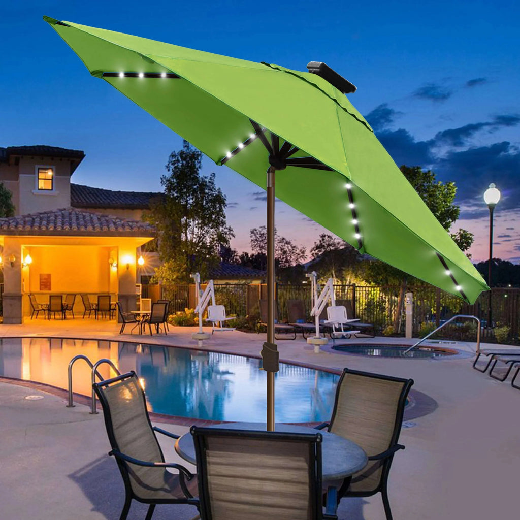 EliteShade 9ft Market Patio Umbrella With 80 LED Lights, Ruby