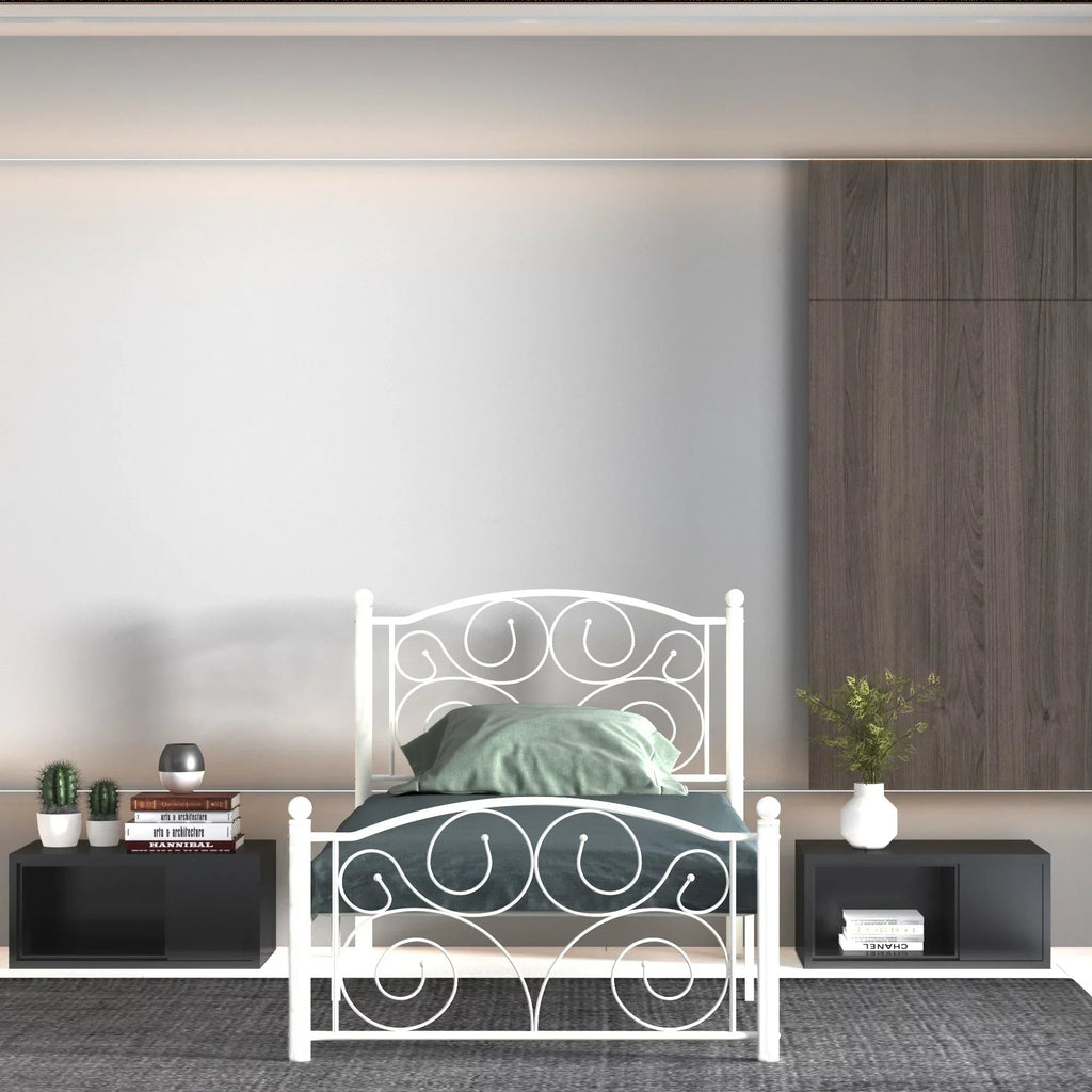 White Twin Size Metal Bed Frame