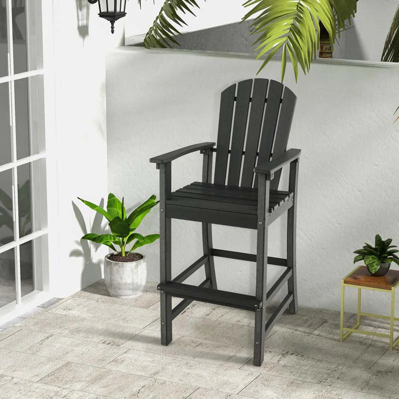 Outdoor HDPE Tall Adirondack Counter Height Bar Stool With Armrests And Footrest - 30Quot