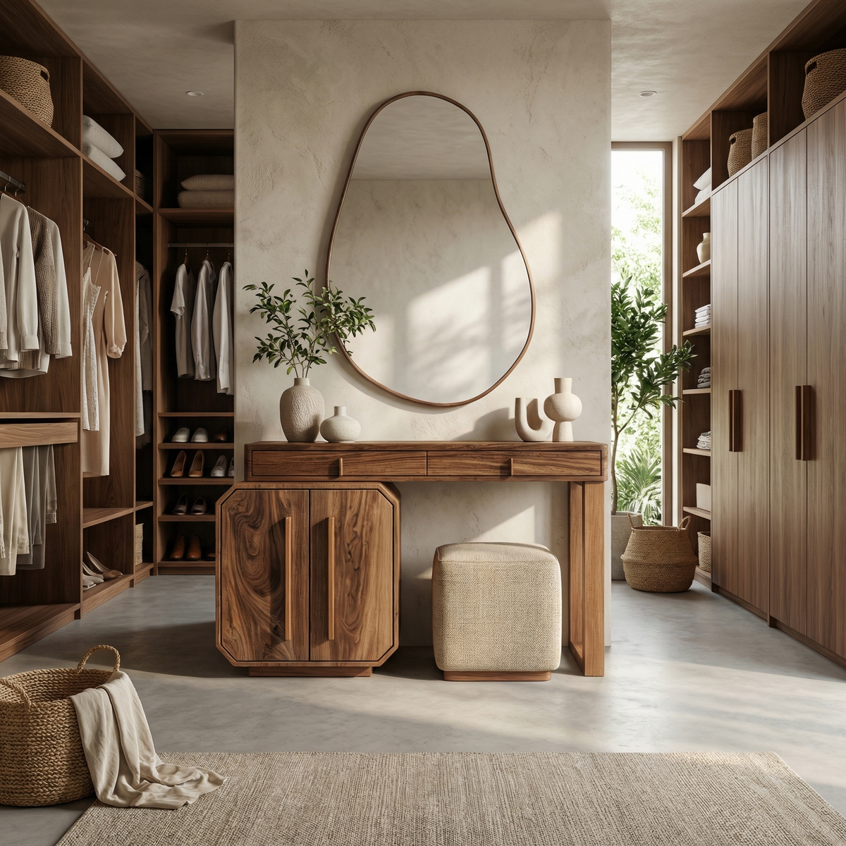 Contemporary Dressing Table With Storage Cabinet Sculptural Design For Bedroom - view 6