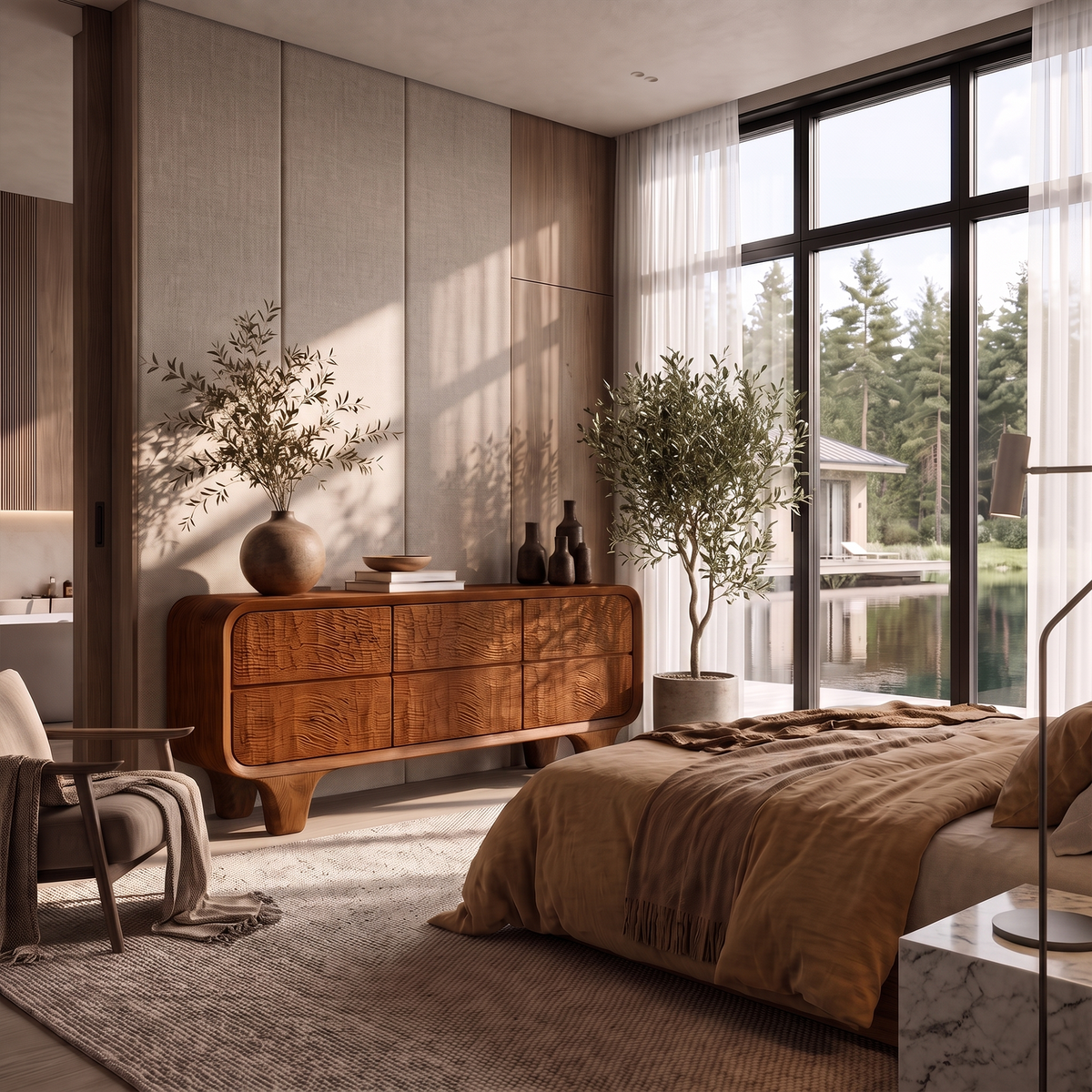 Contemporary Solid Wood Dresser With Smooth Curved Corners For Bedroom - view 6