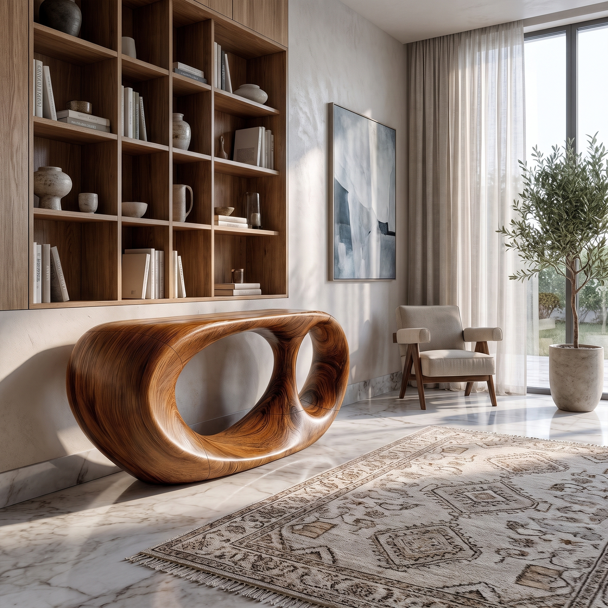 Console Table Organic Double Loop Design For Entryway - view 6