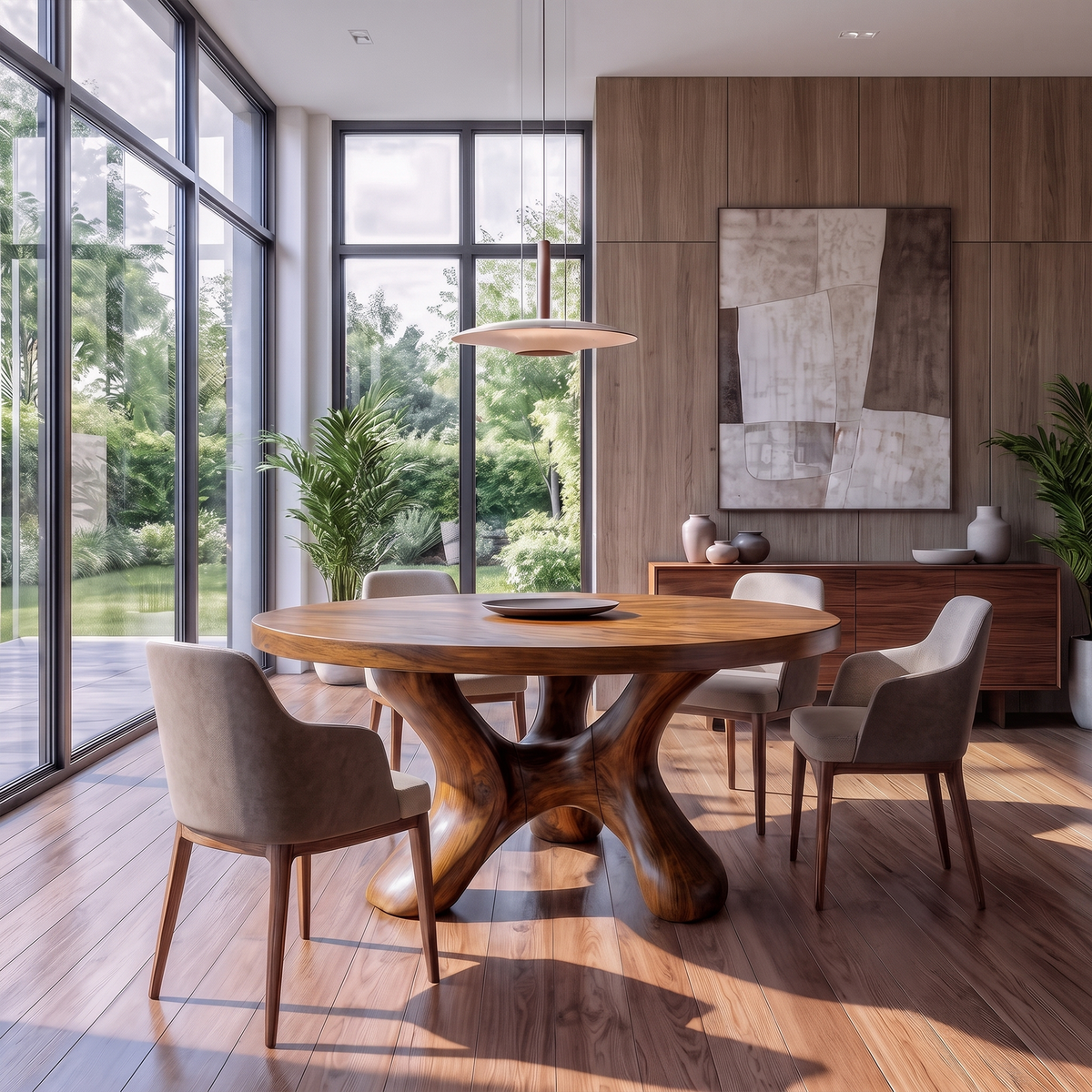 Contemporary Round Dining Table With Flowing Crossed Design For Dining Room And Living - view 6