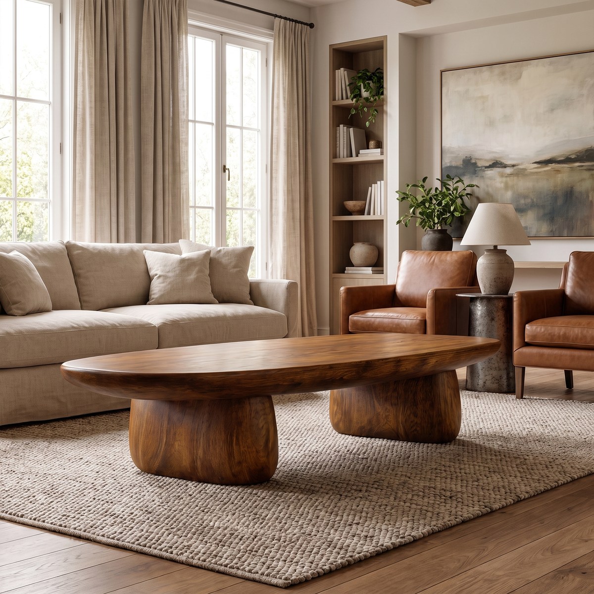 Contemporary Coffee Table With Artistic Column Form For Living Room And Lounge - view 6