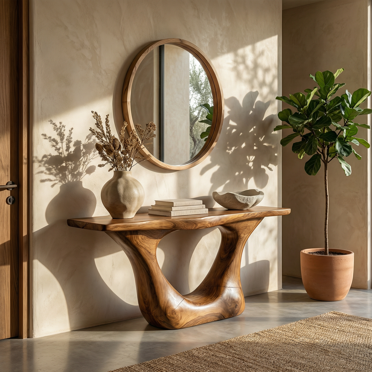 Contemporary Organic Sculptural Console Table For Entryway And Living Room Space - view 6