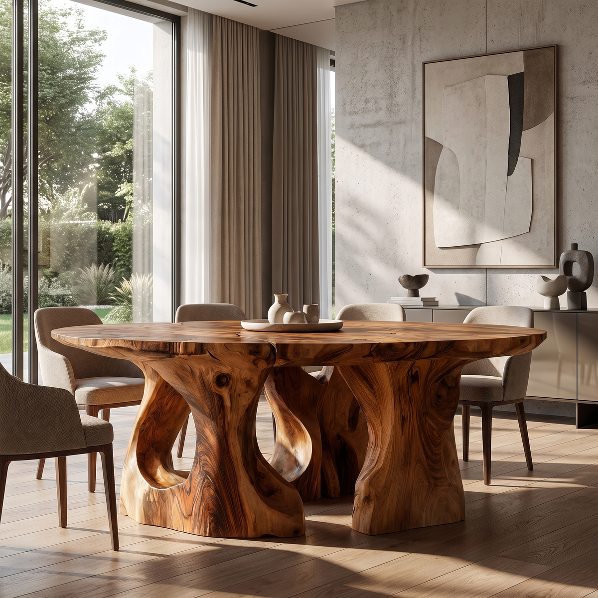 Contemporary Round Dining Table With Abstract Cutout Design For Dining Room And Kitchen - view 6