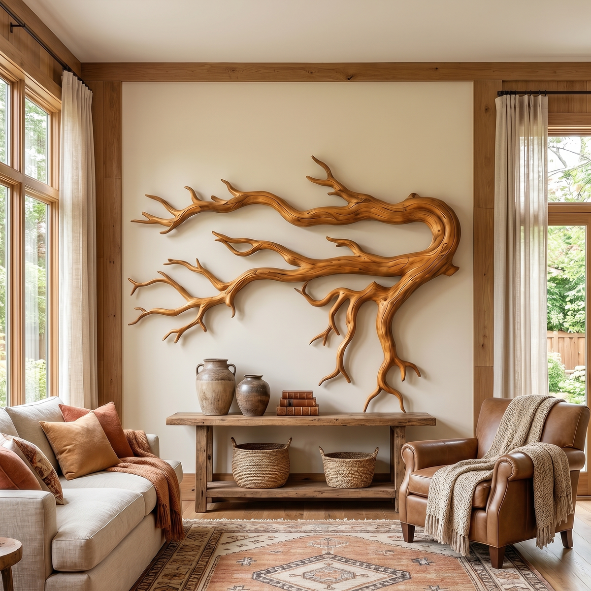 Driftwood Root Sculptural Solid Wood Wall Art Rustic Nature Inspired Decor - view 6