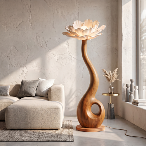 Artistic Floor Lamp With Nature Inspired Flower Design For Living Room