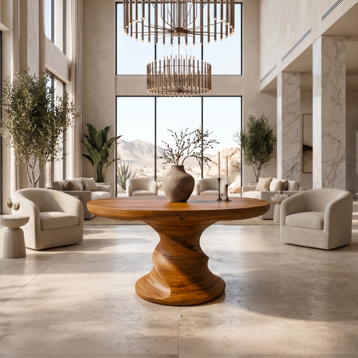 Contemporary Center Table With Flowing Curved Design For Foyer And Hallway - view 6