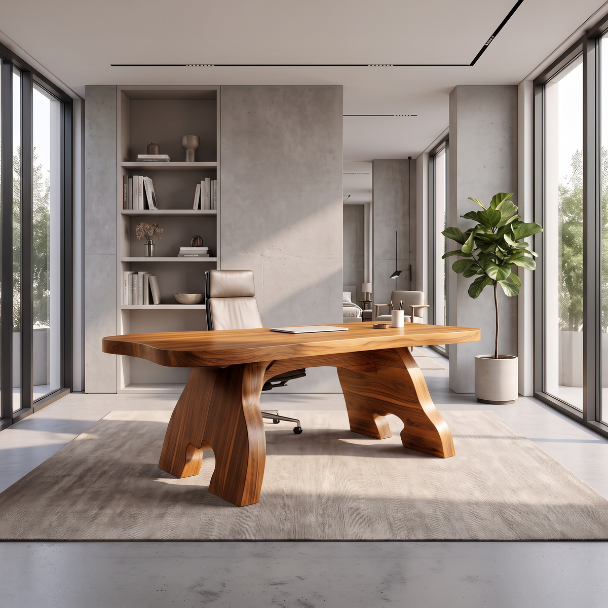 Contemporary Halloween Office Desk With Natural Edge Top For Home Office - view 6