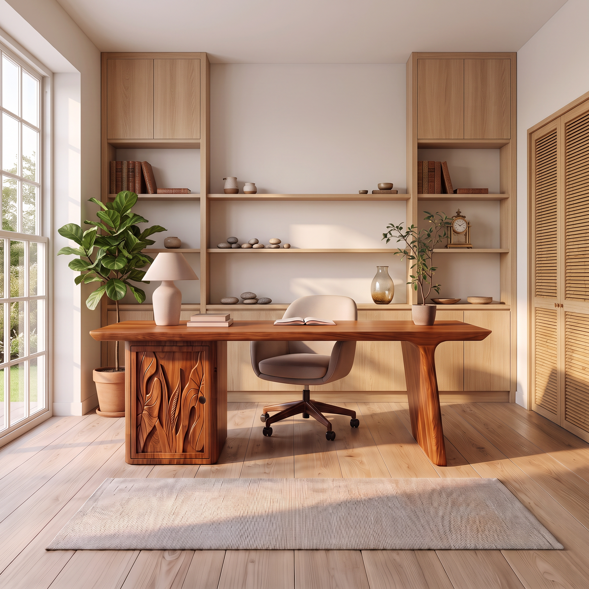 Contemporary Executive Desk With Side Storage Cabinet For Home Office - view 6