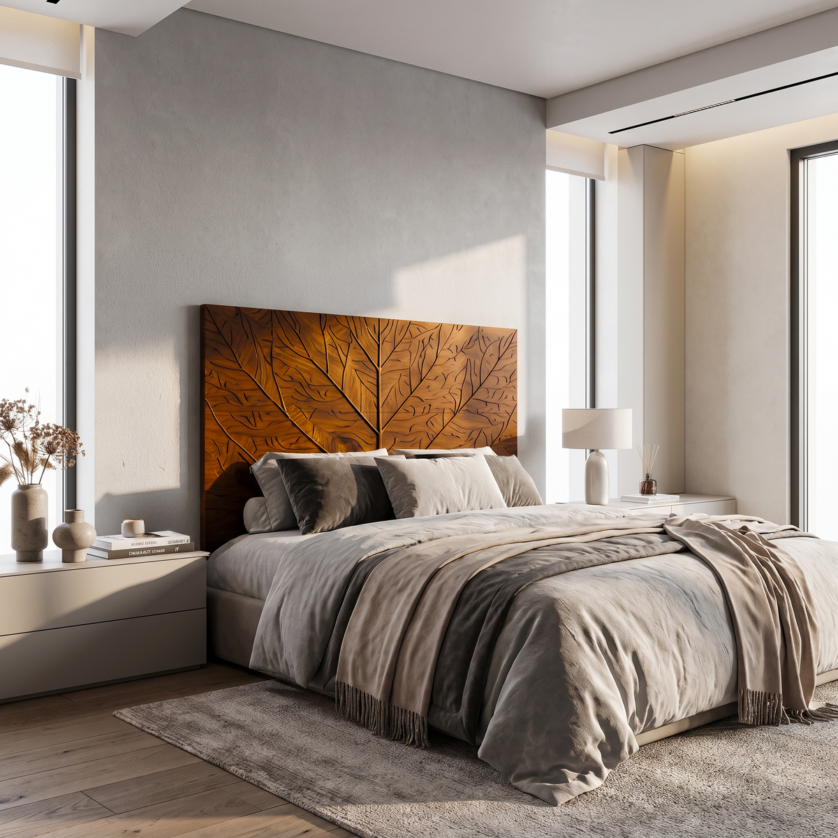 Contemporary Tree Ring Headboard Wooden Bed Headboard For Bedroom - view 6