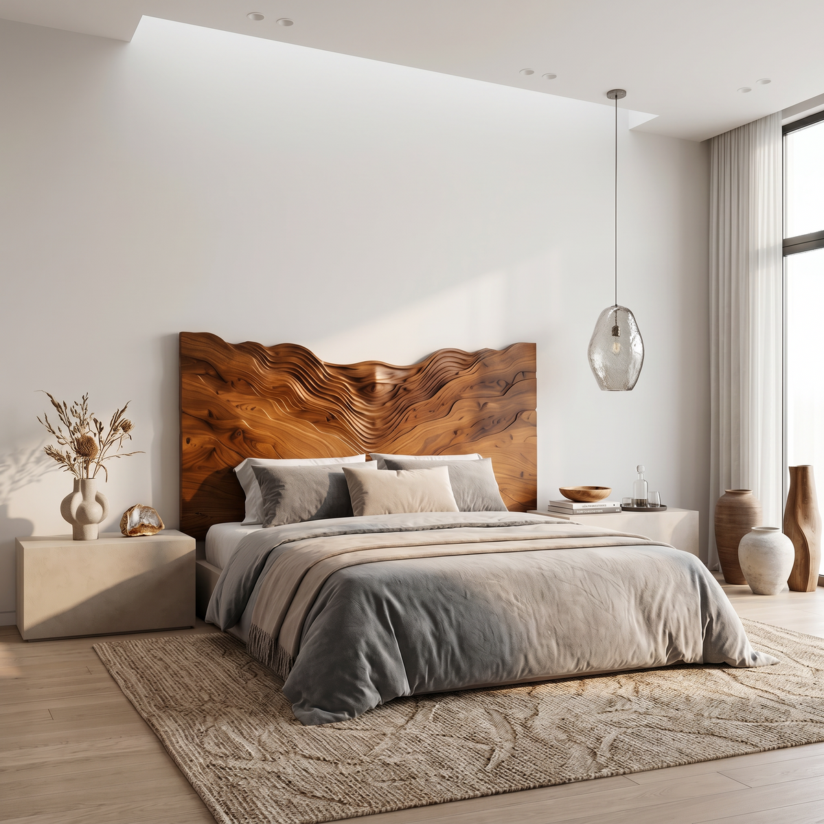 Contemporary Mountain Range Headboard Wooden Bed Headboard For Bedroom - view 6