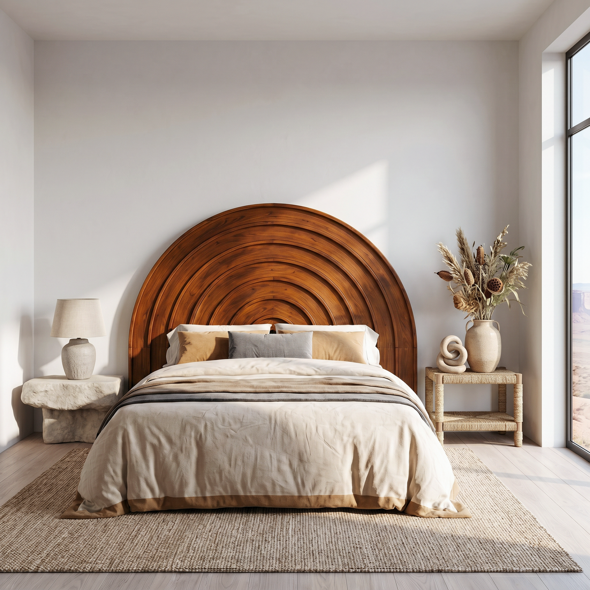 Contemporary Arched Headboard Wooden Bed Headboard For Bedroom - view 6