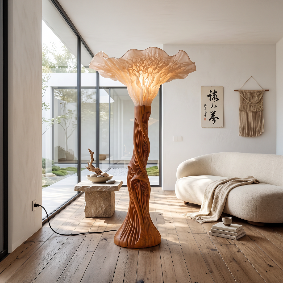 Boho Floor Lamp Blooming Mushroom Shade Reading Nook - view 6