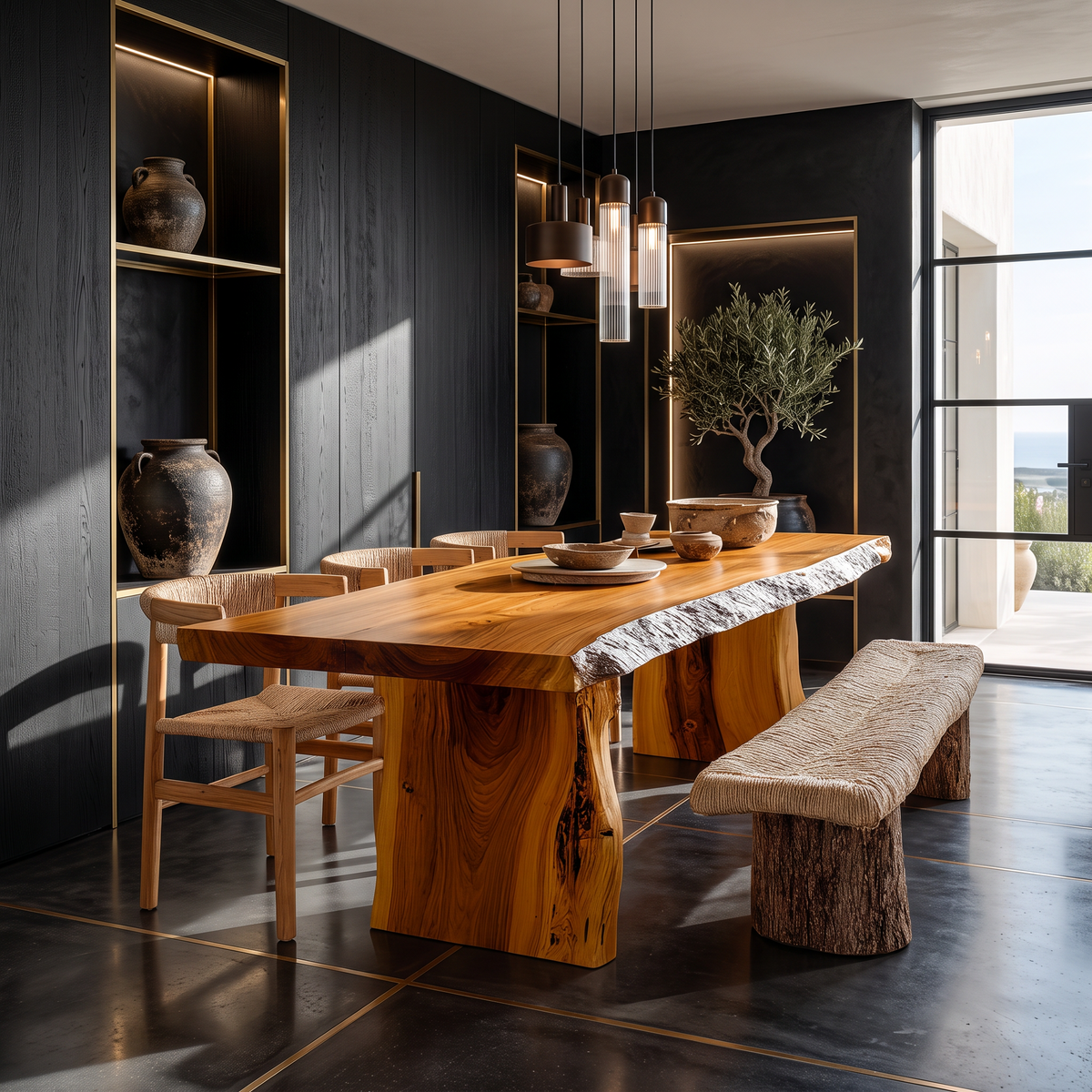 Dining Table Walnut Wood Live Edge Modern Gift - view 6