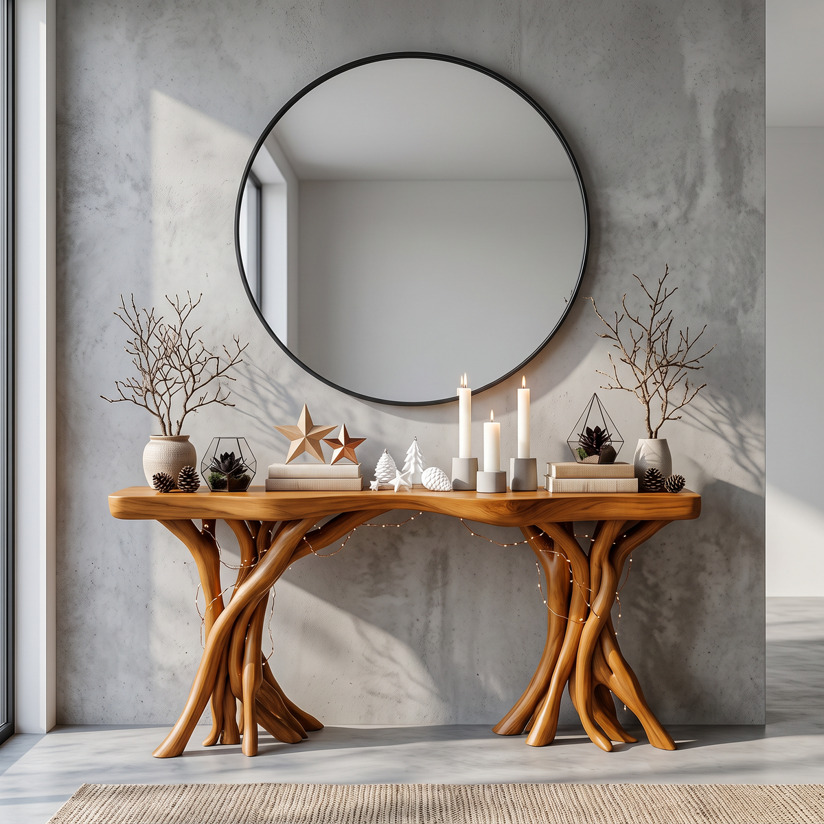 Driftwood Console Table Organic Wood Rustic Art Gift - view 6