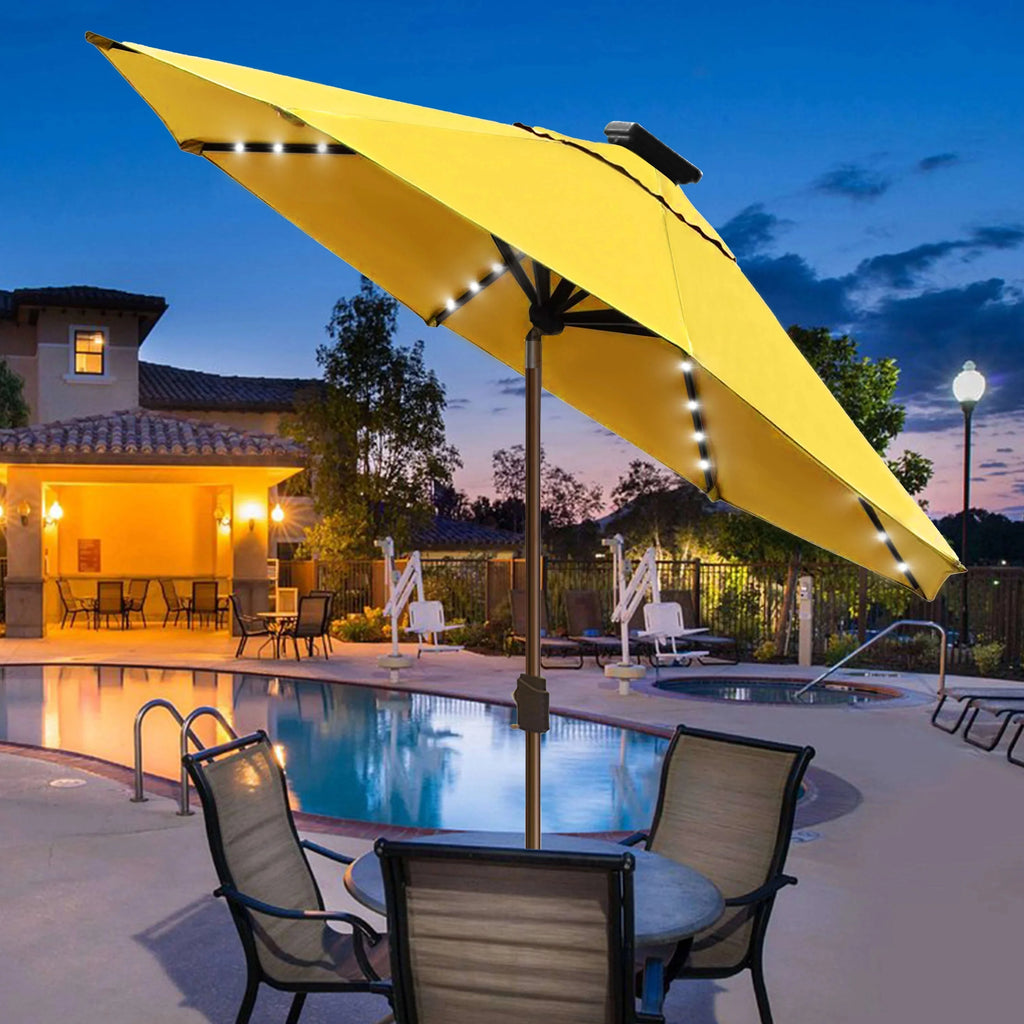 EliteShade 9ft Market Patio Umbrella With 80 LED Lights, Ruby