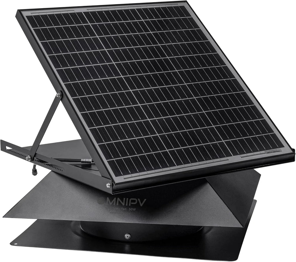 Wall Mount Solar Exhaust Fan, Black, 35W, 1200 CFM