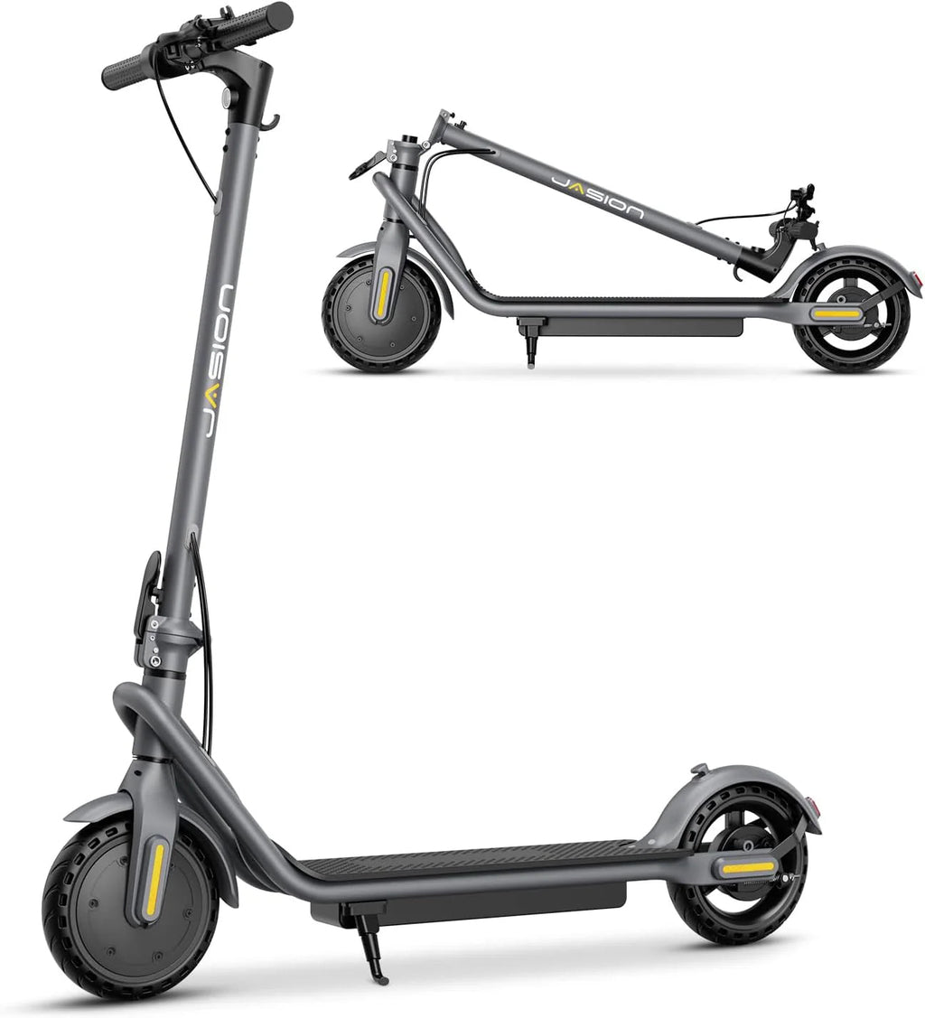 Jasion Electric Kick Scooter, 500W Peak, Up To 15.5 MPH, 19 Miles, Grey - JS2