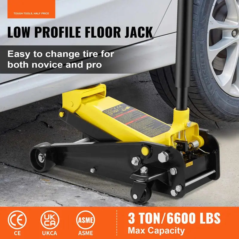 VEVOR Low Profile Hydraulic Floor Jack, 3 Ton, Steel - S508