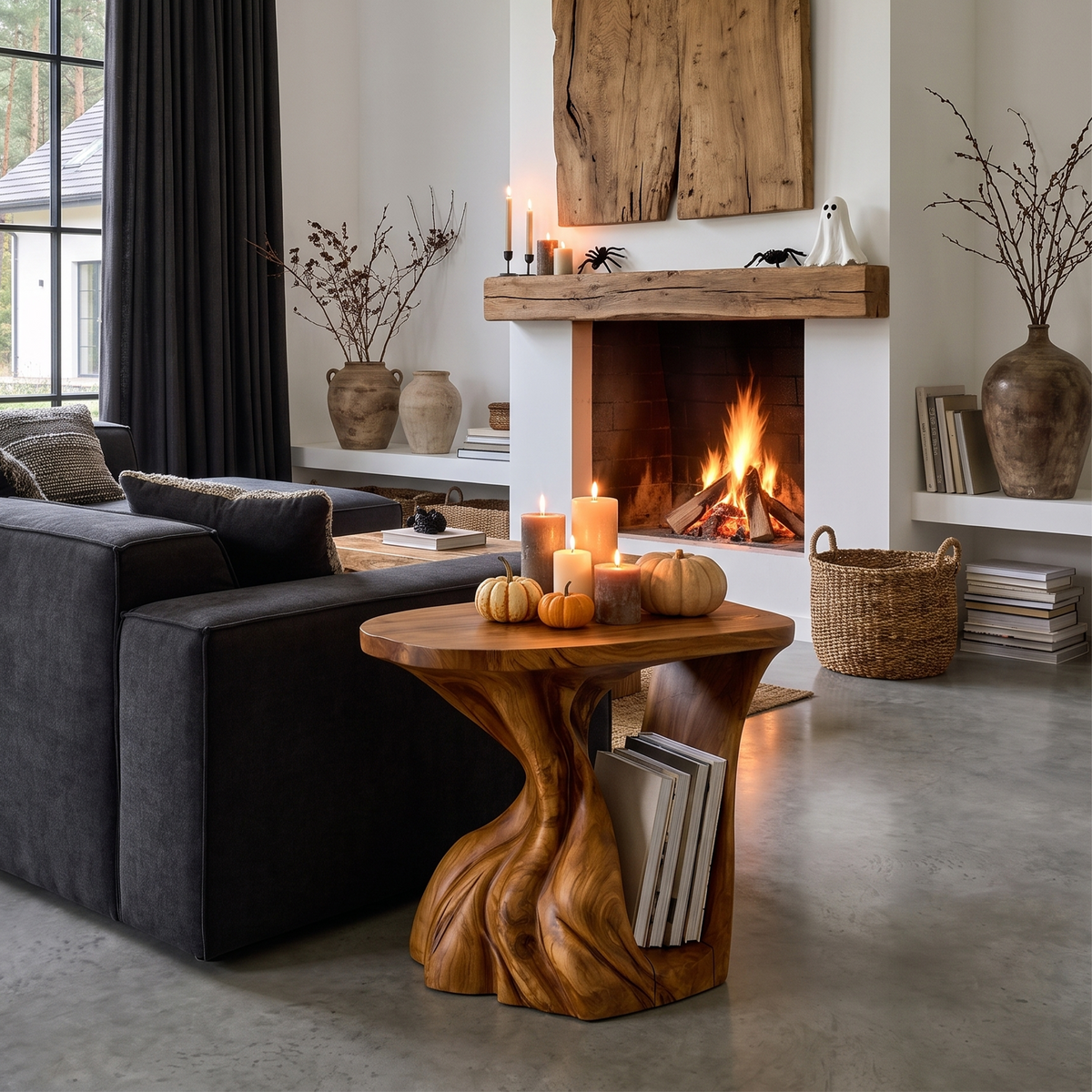 Contemporary Beside Table Halloween Inspired With Sculptural Base For Living Room - view 6