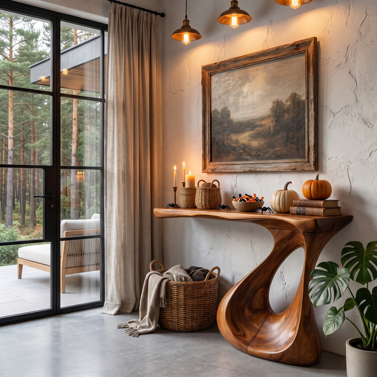 Contemporary Halloween Statement Console Table With Curved Open Base For Living Room - view 6
