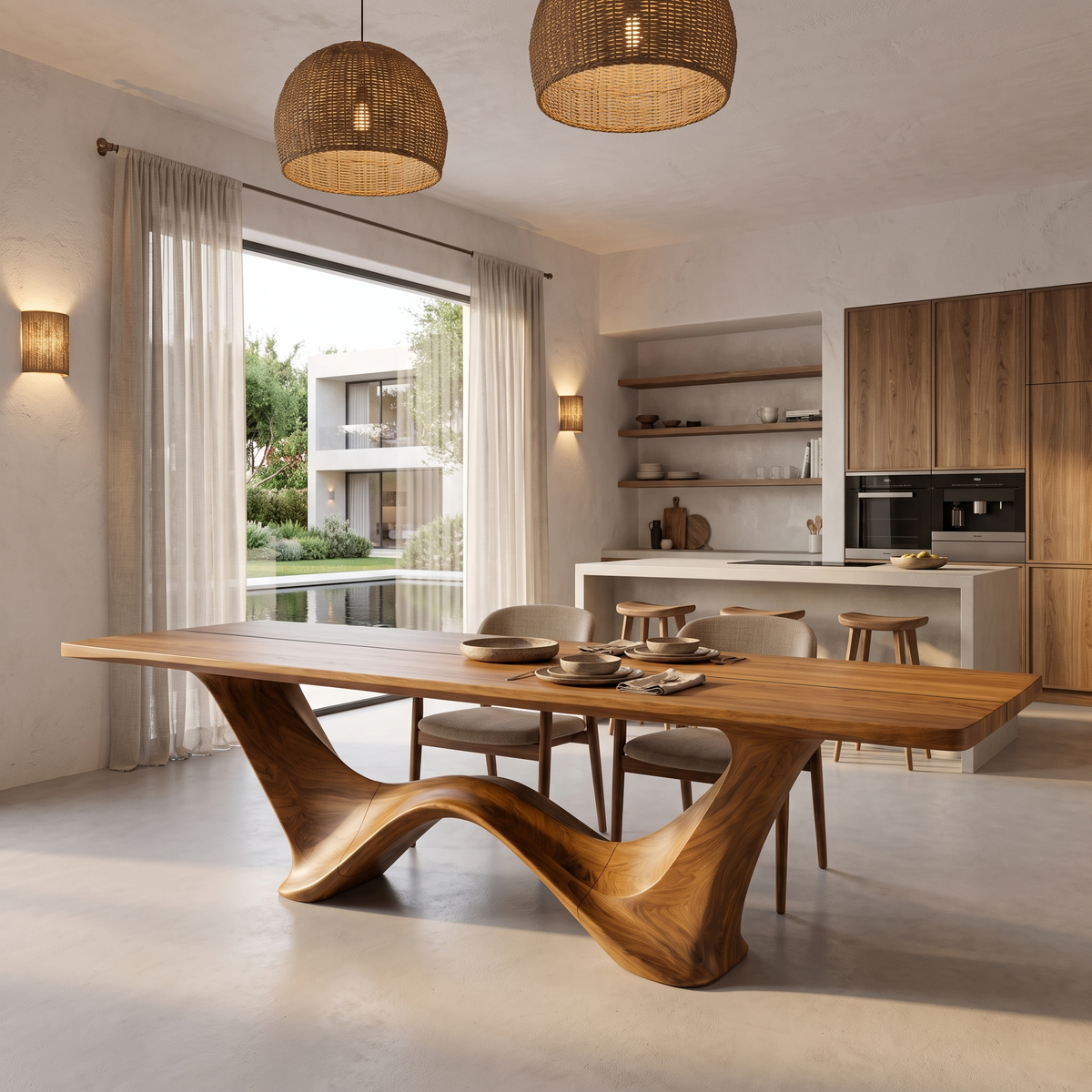 Contemporary Dining Table With Architectural Wave Design For Dining Room And Breakfast - view 6