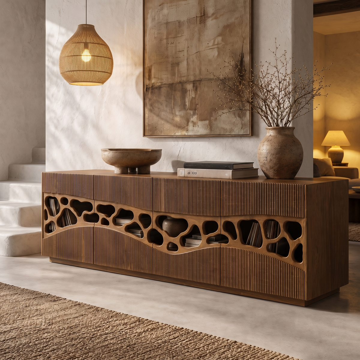Contemporary Sideboard With Organic Cutout Design For Dining Room And Living Room - view 6