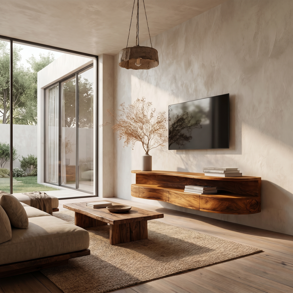 Contemporary Floating TV Stand with Built-In Drawer Storage - view 6