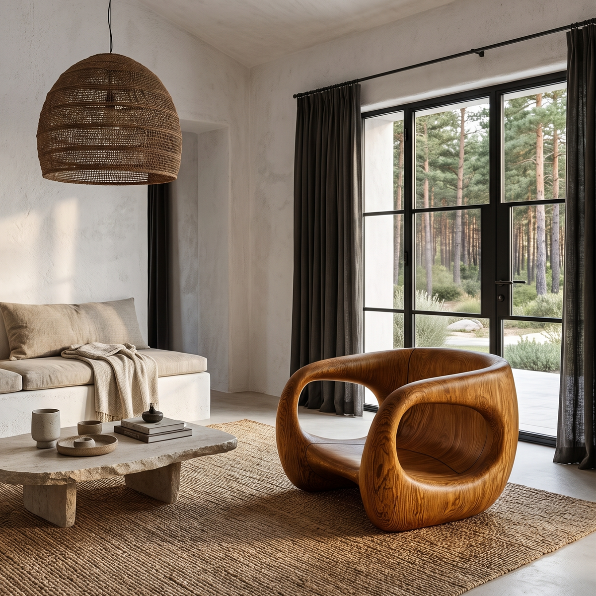 Contemporary Sculptural Chair With Flowing Armrest Design For Living Room - view 6