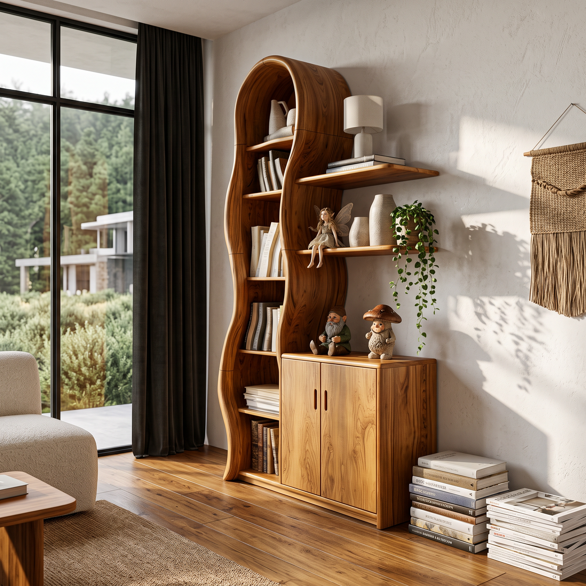 Contemporary Wooden Display Cabinet With Sculptural Branch Frame For Living Room - view 6