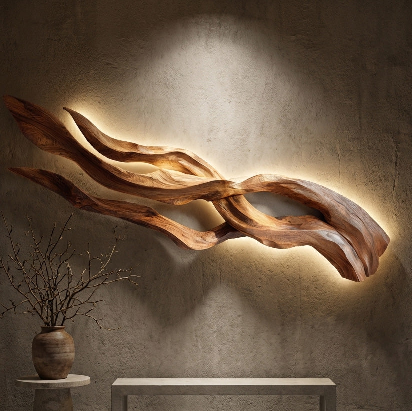 Contemporary Sculptural Wood Wall Art For Home Style - view 2