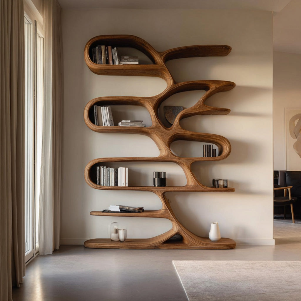 Contemporary Wooden Bookcase For Minimalist Living Room Decor - view 6