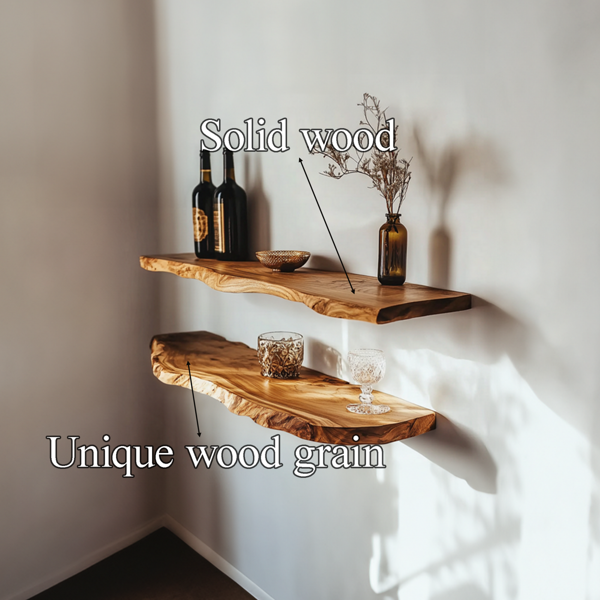 Custom Floating Shelves Solid Wood Decor Home Gift - view 5