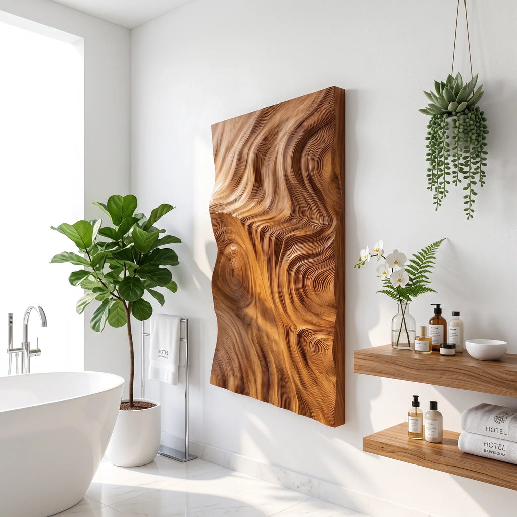 Contemporary Wood Wall Sculpture for Luxury Entryway