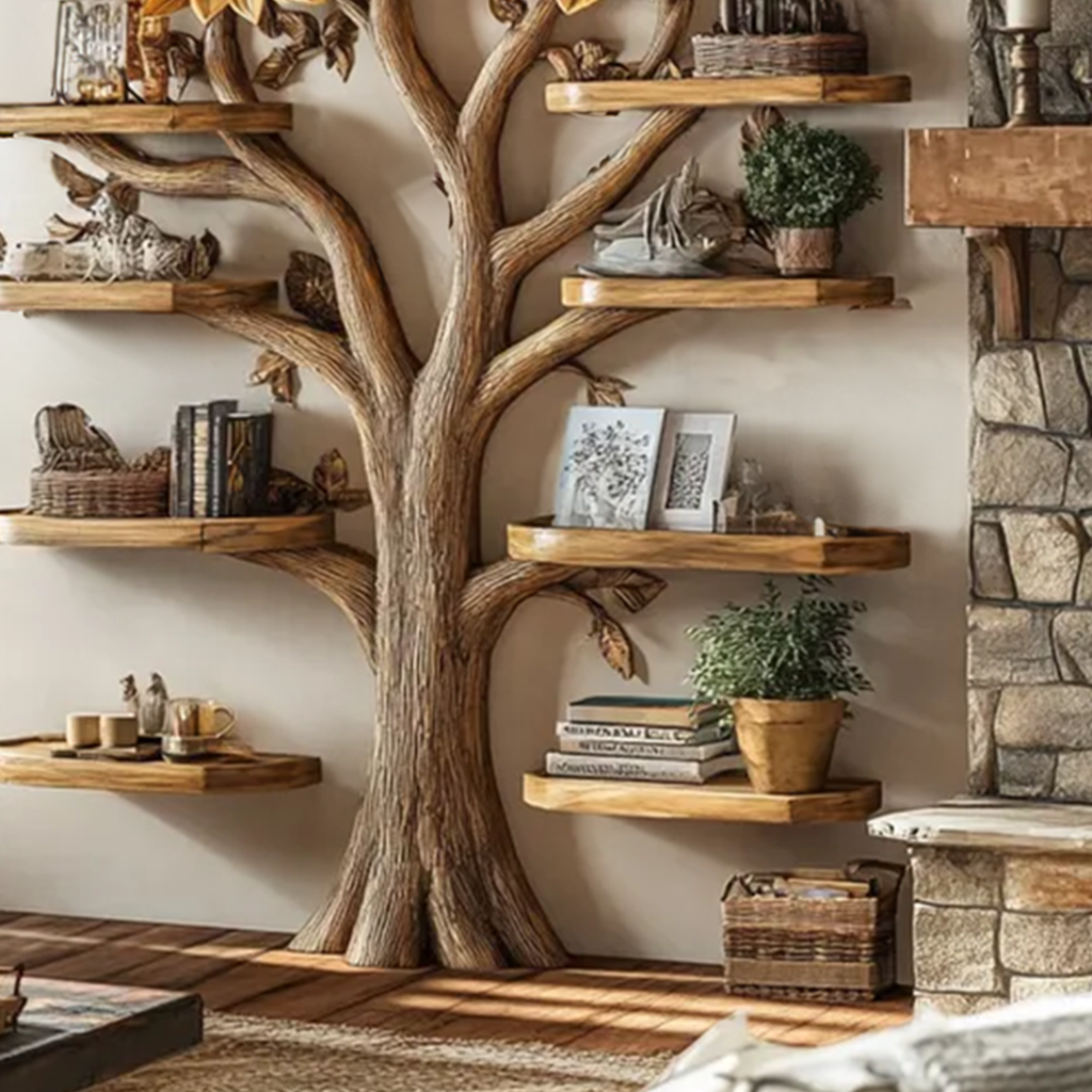 Driftwood Branch Tree Bookshelf Wall Mounted Shelf - view 5