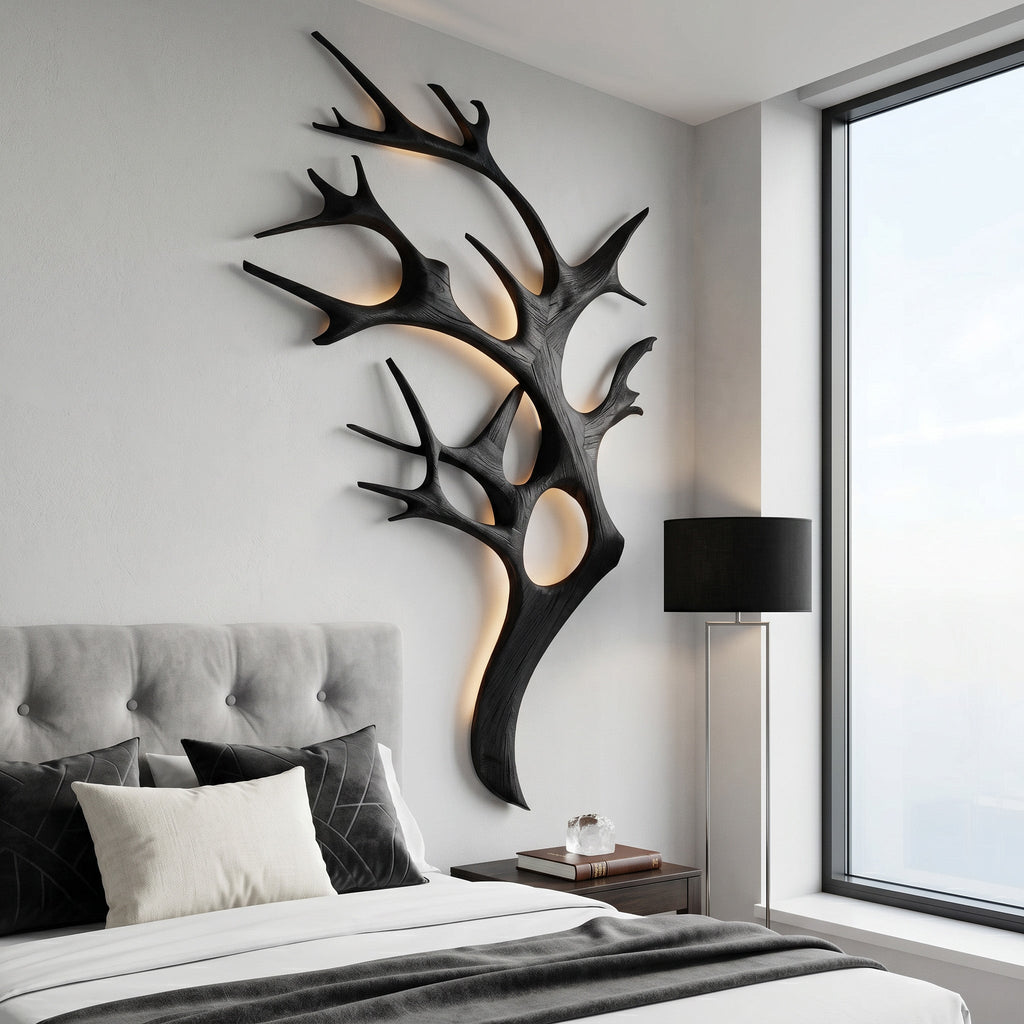 Contemporary Wooden Tree Wall Light For Bedroom - view 4