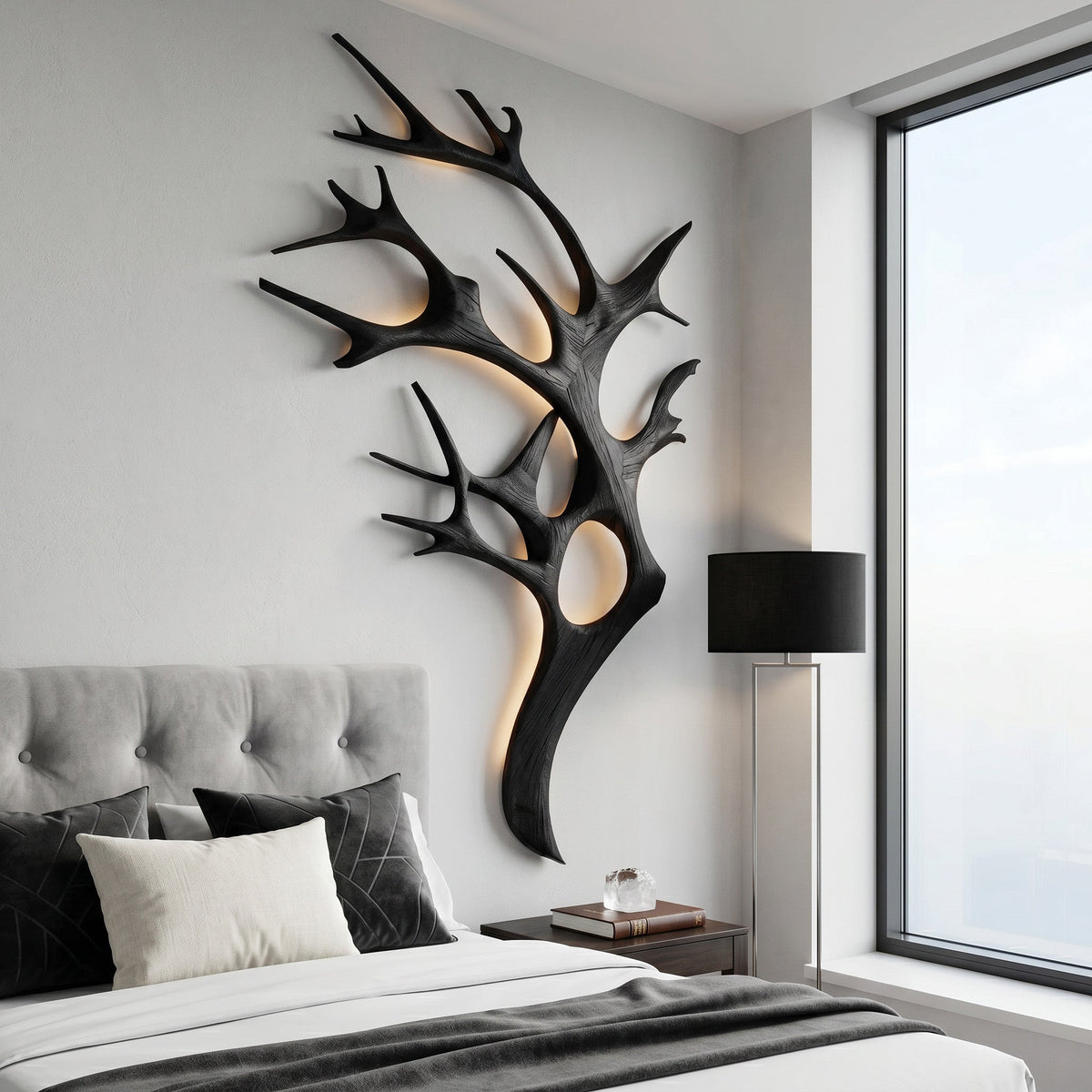 Contemporary Wooden Tree Wall Light For Bedroom - view 4