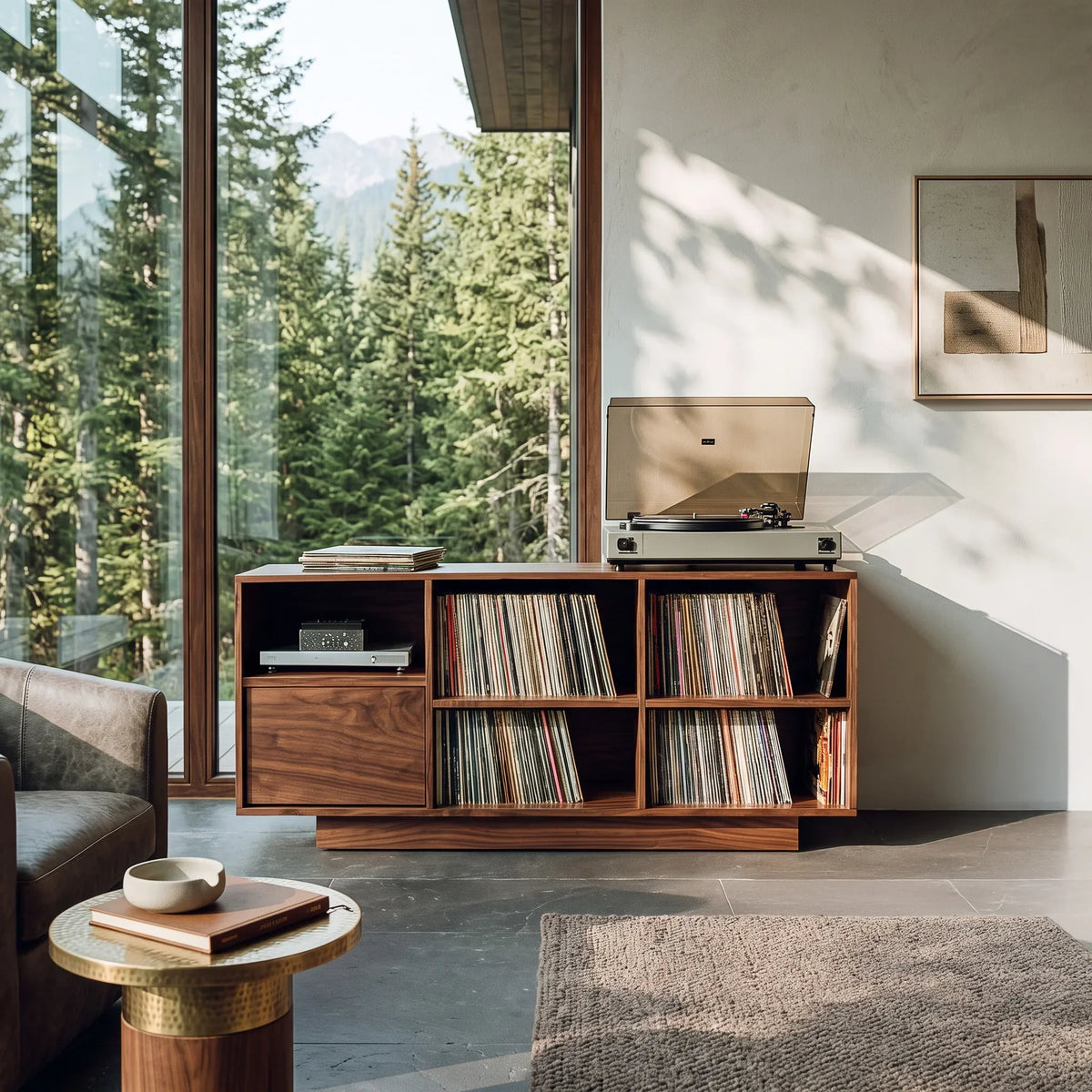 Elegant Vinyl Record Cabinet With Open Compartments For Living Room - view 6