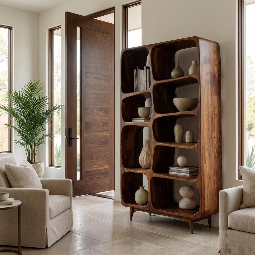 Contemporary Solid Wood Bookshelf For Coastal Interior - view 3
