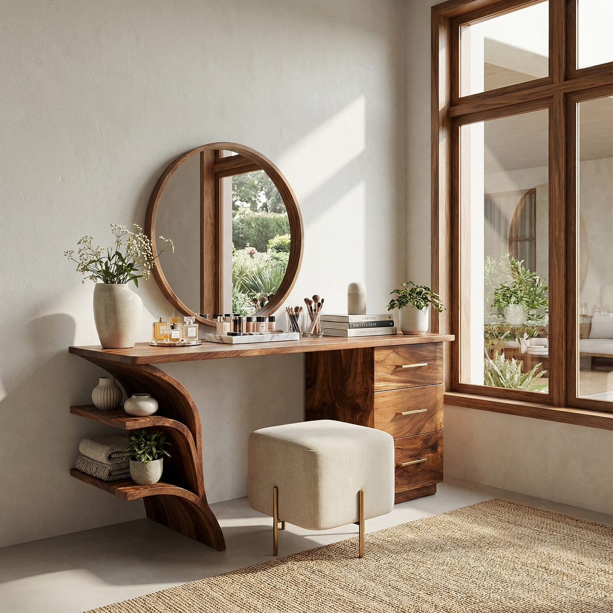 Contemporary Vanity Desk Studio Apartment Makeup Area Dressing Space - view 6