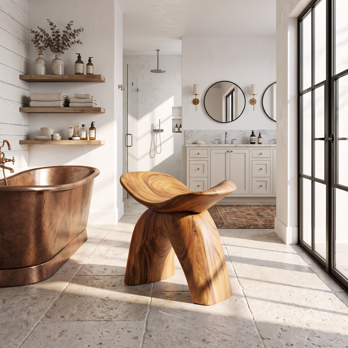 Farmhouse Bath Seat For Cozy Bathroom Furniture Decor - view 6