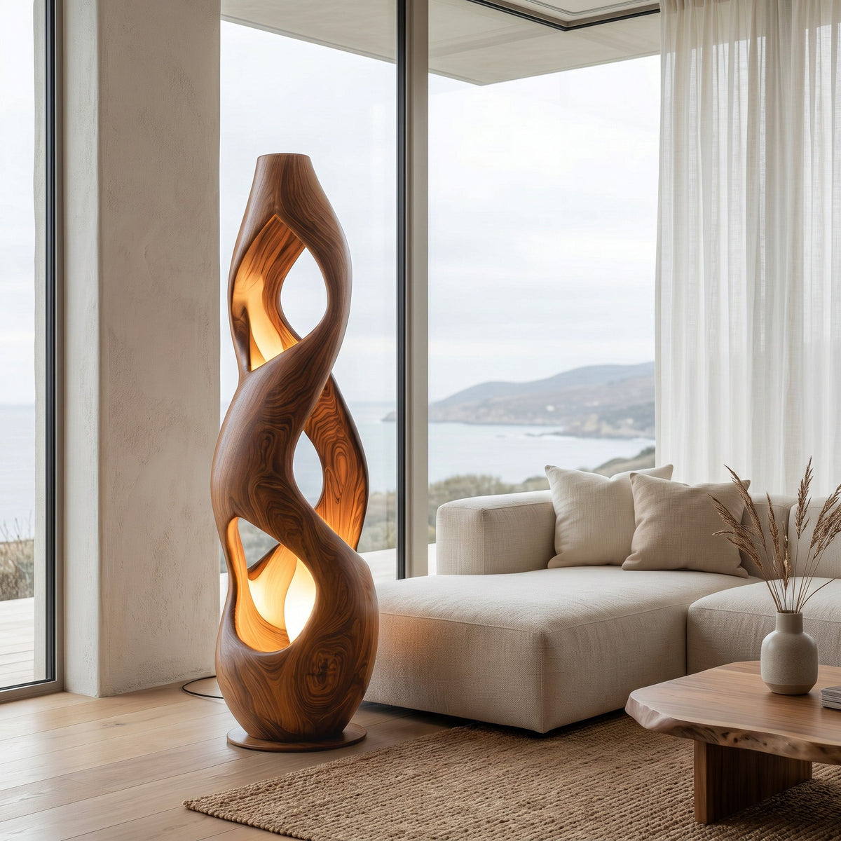 Contemporary Twisted Floor Lamp With Sculptural Hollow For Living Room - view 6