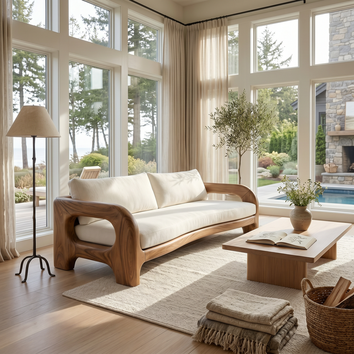 Contemporary Solid Wood Sofa With Architectural Frame For Modern Home - view 6